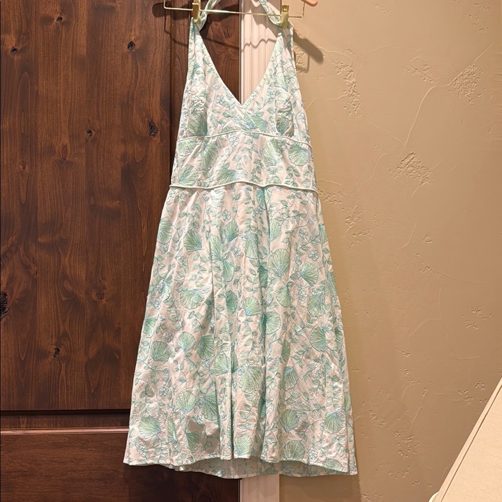 Floral Halter Dress in Green and White